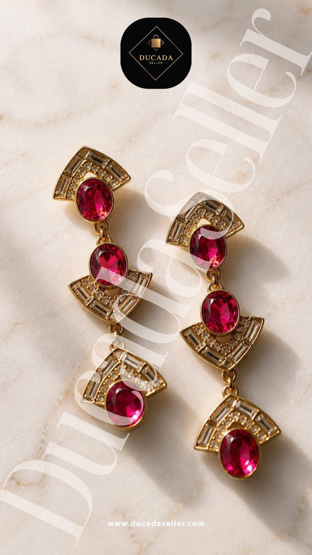 Aretes Nice Luxury con Cristales tipo Rubí  322074L